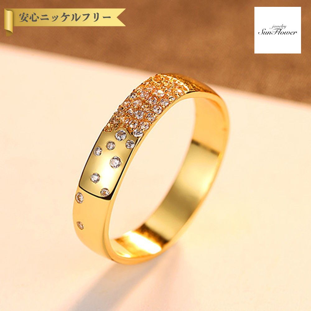 【全品70%OFFクーポン 先着500名 ラストスパート＆アフターセール】【30日返品保証】 リング 18号 キュービックジルコニア シルバー925 イエローゴールド 18号 メレ 幅5mm 5mm幅 フラットバンド 幅広 太め cr0160