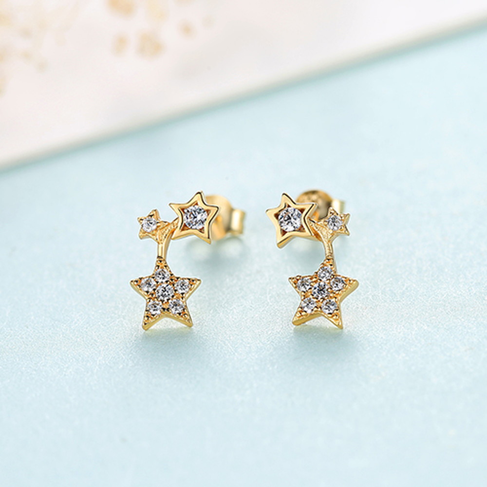 ピアス 両耳用 ホワイト シルバー925 スタッド 人気 イエローゴールド