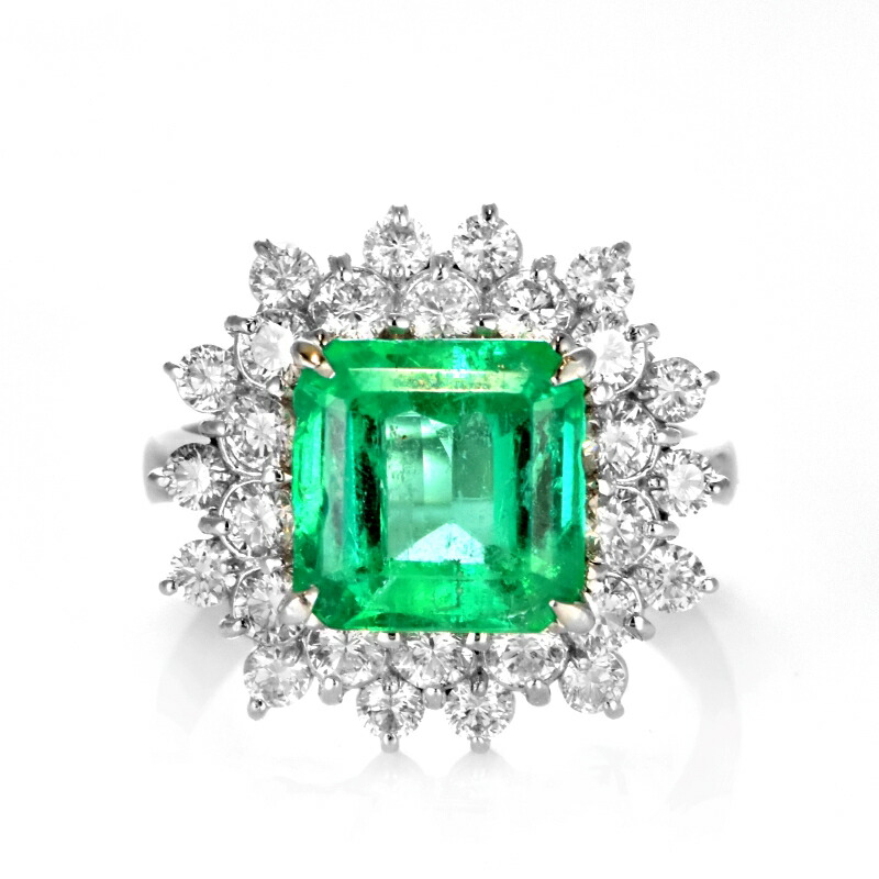 1.55ctエメラルド0.15ctダイヤプラチナリング　Pm900 1.55ctエメラルド0.15ctダイヤプラチナリング Pm900