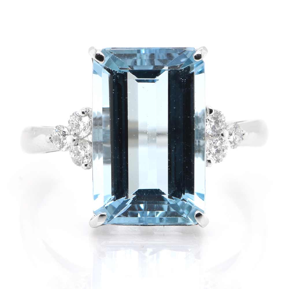 楽天市場】プラチナ900 アクアマリン ダイヤモンド リング : ジェム