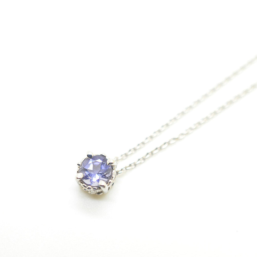 K10WG ホワイトゴールド タンザナイト4mm ネックレス44cm アジャスター5cm ギフト対応｜Jewel Select 15,954円