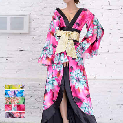 着物 ドレス 浴衣ドレス 花魁 コスプレ よさこい 衣装 着物ドレス Jewel ジュエル 花柄 花魁ドレス