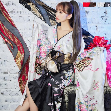 浴衣 ドレス 大人 着物 和風 花魁 コスプレ よさこい 衣装 浴衣ドレス Jewel ジュエル サテン 裾フリル 花魁ドレス