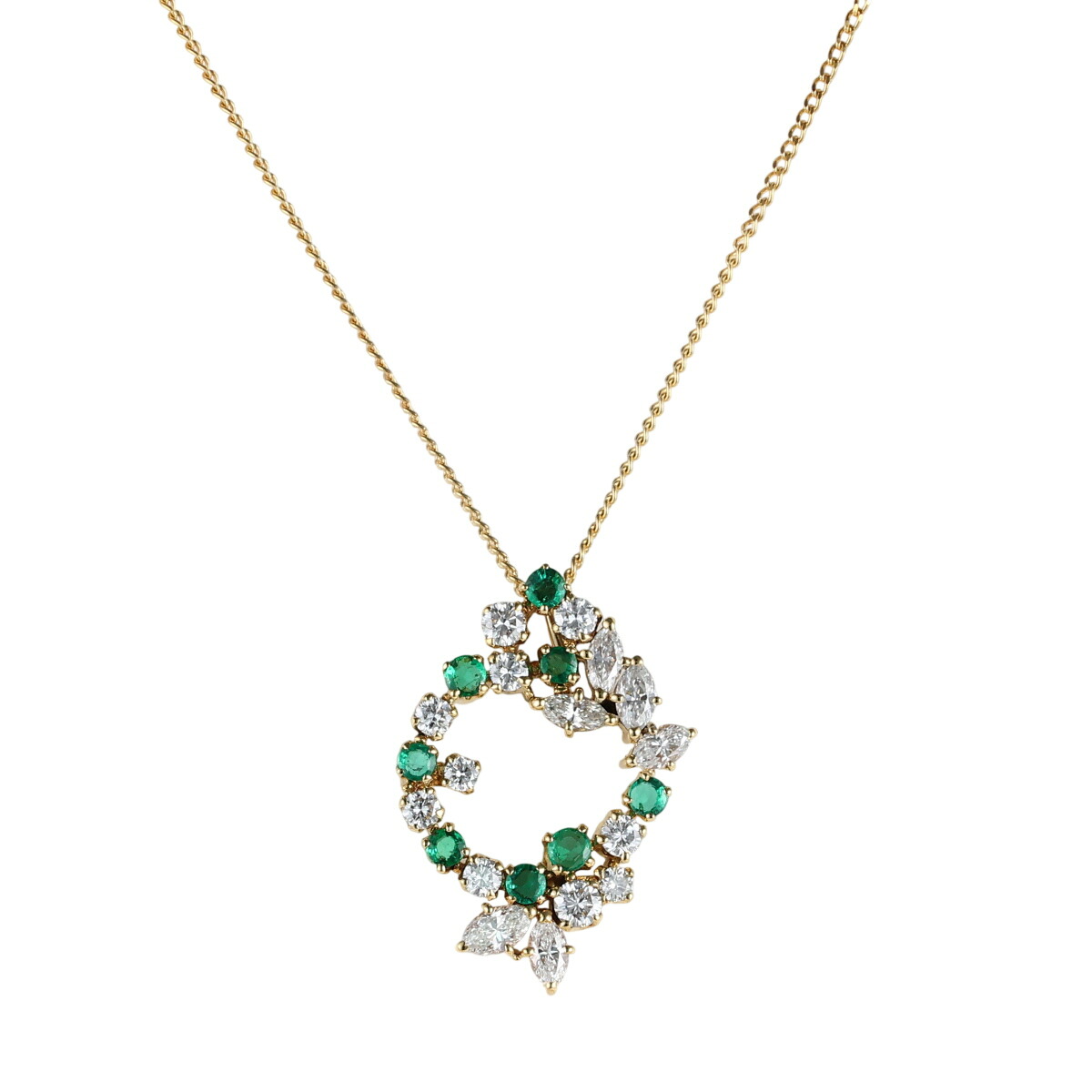 【中古】 ミキモト エメラルド 0.63ct ダイヤモンド 1.49ct ネックレス K18YG|Jewel Supply online