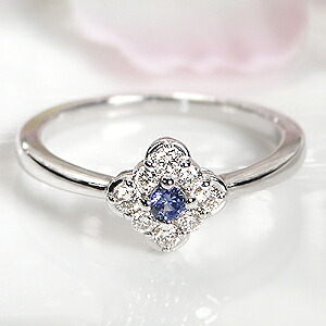 Pt950 ブルーサファイア ダイヤモンド【0.18ct】リング 指輪 プラチナ サファイア おしゃれ 人気 可愛い 花 フラワー 9月誕生石 送料無料 品質保証書付 ギフト プレゼント 刻印無料 プレゼント 彼女用 妻用 クリスマス 母の日