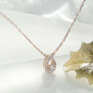 K18PG【0.16ct】ダイヤモンド プチ ペンダント【Hカラークラス/SIクラス】シンプル ネックレス ピンクゴールド ダイアモンド 18k １８金 ４月誕生石 ドロップ ギフト クリスマス 取り巻き 雫 露 涙 プレゼント 母の日