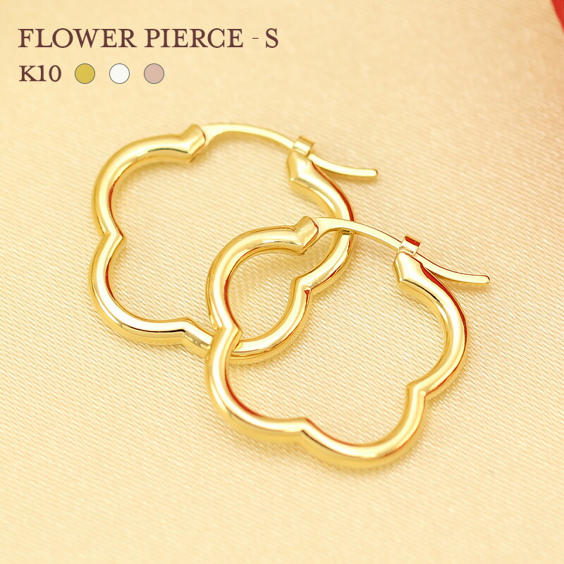 18k 花デザイン フープピアス 3色 ピアス 18k フープ スリーカラー k18 18金 フープピアス K18