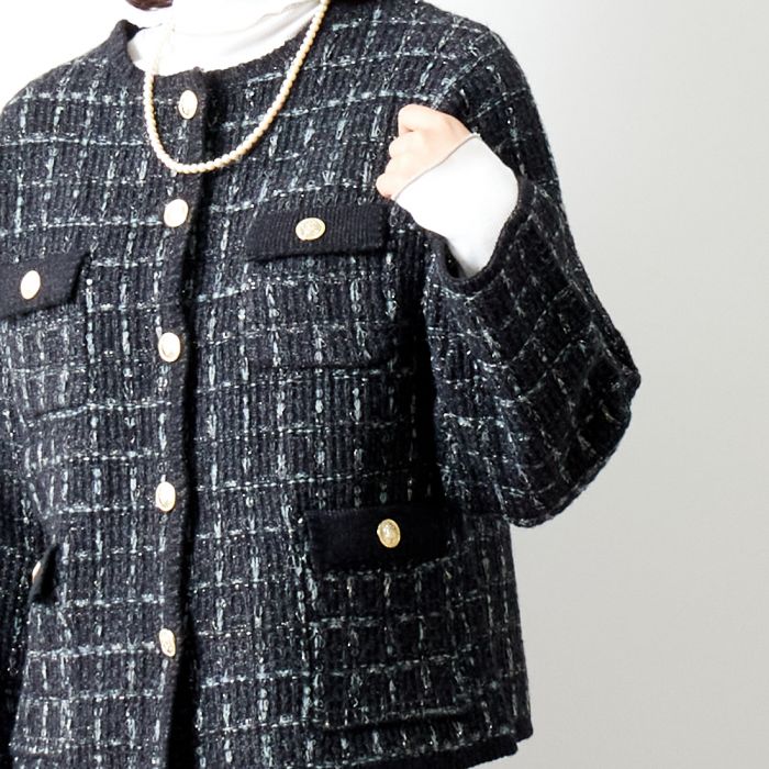 TORRAZZO DONNA トラッゾドンナ ラメミックスニットジャケット 6225