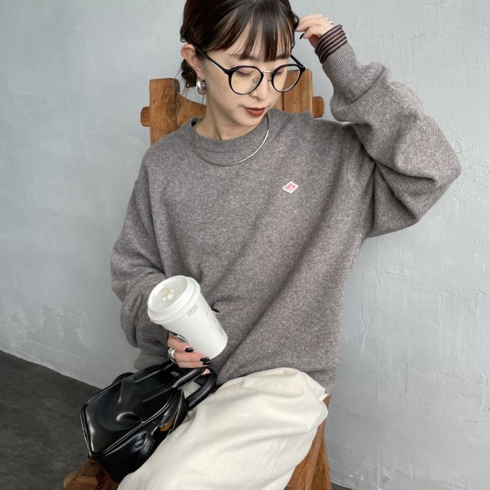 試着のみ 38 DANTON ダントン ラムウール ニット カーディガン 秋冬 25FW 新色入荷ダントン DANTON ラム ウール クルー