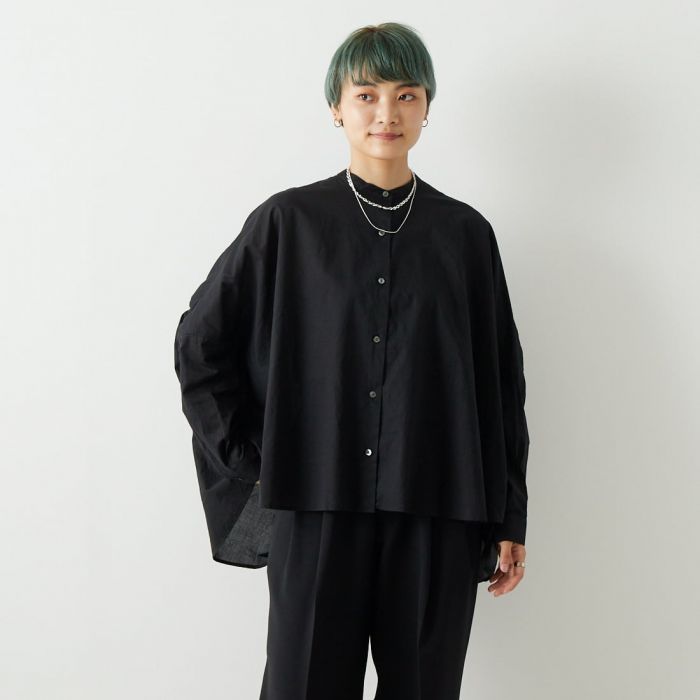 【送料無料】 mizuiro ind ミズイロインド バックギャザーワイドシャツ 1-238975 レディース トップス 長袖 F ホワイト/ブラック|JEANS FACTORY Online Shop
