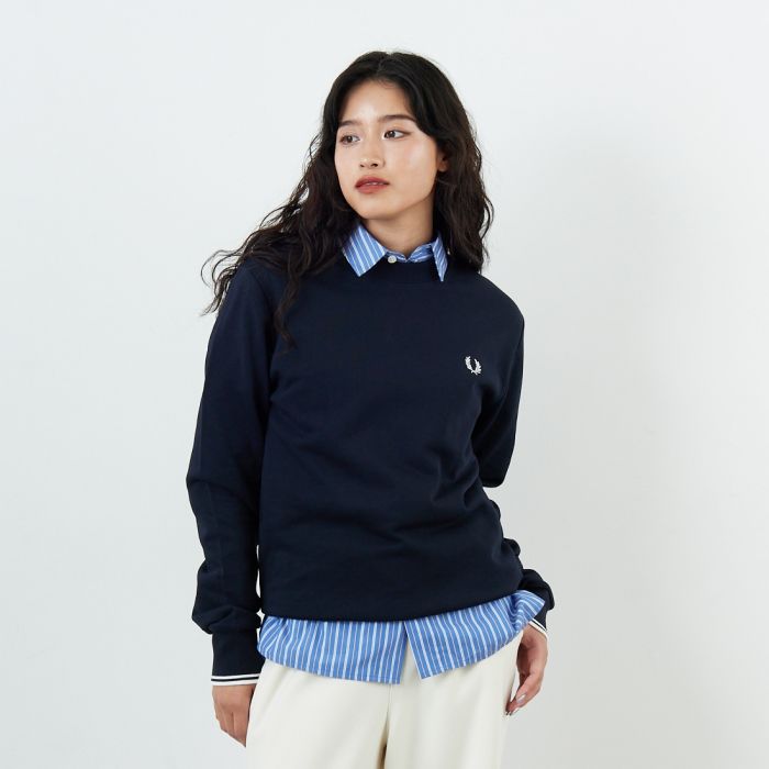 【送料無料】 FRED PERRY フレッドペリー ワンポイント刺繍 クルーネックスウェット M7535 レディース トップス 長袖 S 全16色