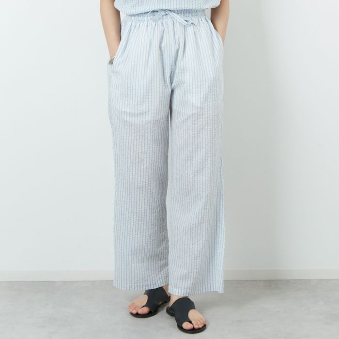 【送料無料】 MEYAME メヤメ ライトコットン ストライプパンツ MEY-2106 レディース ボトムス F イエロー/ブルー|JEANS FACTORY Online Shop