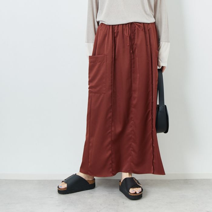 【送料無料】 CHIGNON シニヨン サテンポケットスカート 2653-352MK レディース ボトムスF ブラウン/ブラック|JEANS FACTORY Online Shop