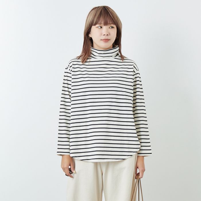【送料無料】 tumugu: ツムグ 裾ラウンドハイネックロングボーダーTシャツ TC22301-BA レディース トップス 長袖 2025FW F ホワイト｜JEANS FACTORY Online Shop 9,029円