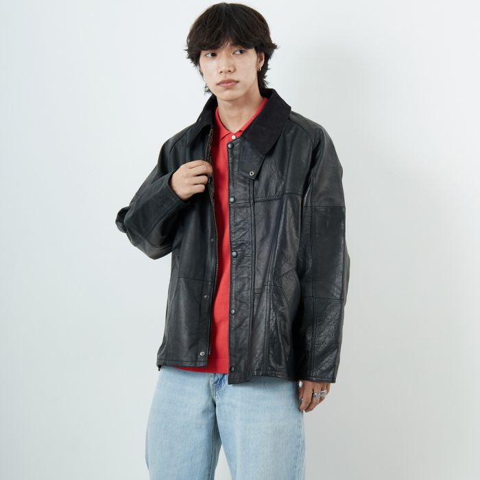 【送料無料】 yoused ユーズド 別注 ドライバーズジャケット JFY-244-092-JF メンズ アウター 2025AW M/L ブラック|JEANS FACTORY Online Shop