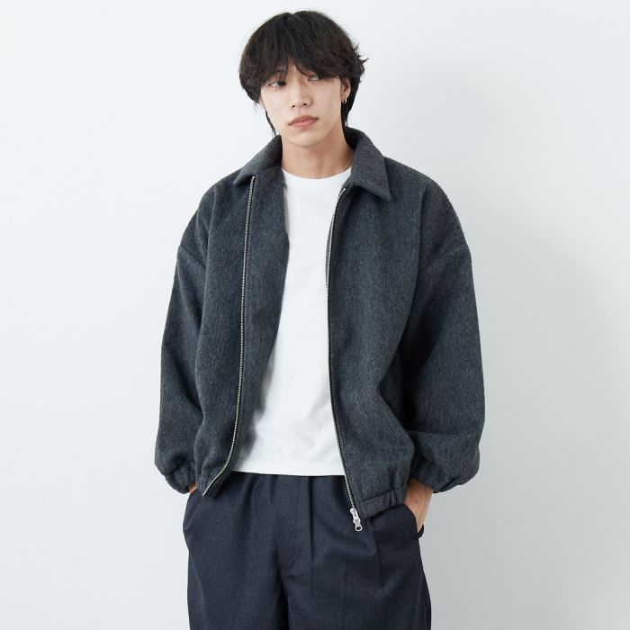 【送料無料】 SLICK スリック シャギーメルトンジップアップブルゾン 5111062 メンズ アウター M/L グレー/ブラック|JEANS FACTORY Online Shop