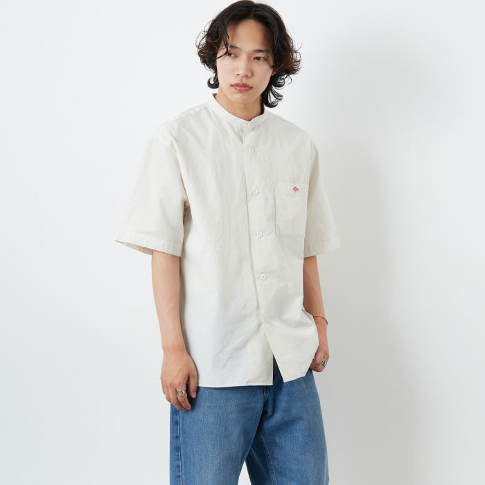 【送料無料】 DANTON ダントン コットンリネン バンドカラーシャツ JD-3788SCL メンズ トップス 半袖 M-XL 全3色｜JEANS FACTORY Online Shop