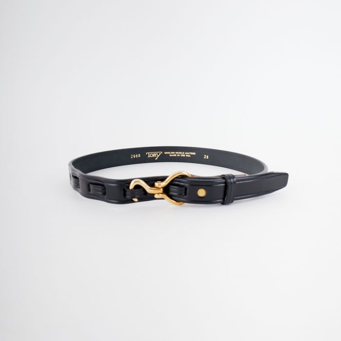 【店内全品貨物輸送無料】 TORY LEATHER トリーなめし革 ミニフープピックレザーベルト TRL1002666 レディース ドラッグス 2025SS 28 黒いこと