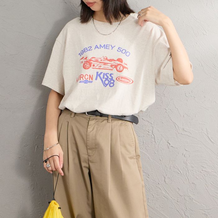 【送料無料】 Americana アメリカーナ レーシングプリントTシャツ BRF-848A-3 レディース トップス 半袖 2026AW F 全3色｜JEANS FACTORY Online Shop