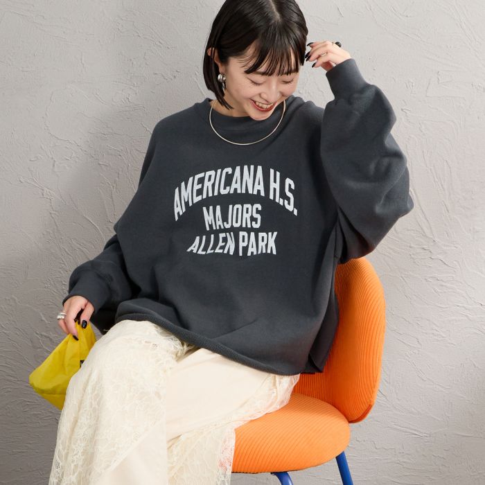 【予約商品】【送料無料】 Americana × JEANS FACTORY アメリカーナ × ジーンズファクトリー 別注 カレッジロゴプリント カットオフスウェット ASO-899-1-JF レディース トップス 長袖 2026AW F 全3色|JEANS FACTORY Online Shop