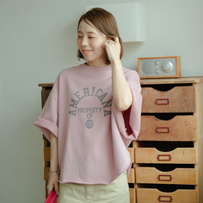 【送料無料】 Americana × JEANS FACTORY アメリカーナ × ジーンズファクトリー 別注 カレッジプリント カットオフスウェット ASO-850-1-JF レディース トップス 2026SS F 全3色