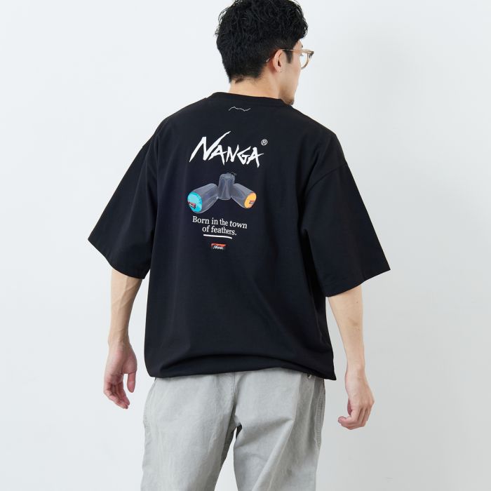 【店内全品貨物輸送無料】 JEANSFACTORY × NANGA ジーンズファクトリー × ナンガ 別注 ルーズフィット NEBUKUROうしろ側刷り上げる ドローコードティーシャツ NW26SS-JF8 メンズ トップス 半袖 2026SS M-XL 黒いこと/白いこと