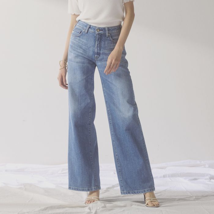 【送料無料】 SOMETHING サムシング LISA NOUVEAU WIDE/ワイドデニムパンツ STG10 レディース ボトムス 2026SS XS-L ブルー/ホワイト