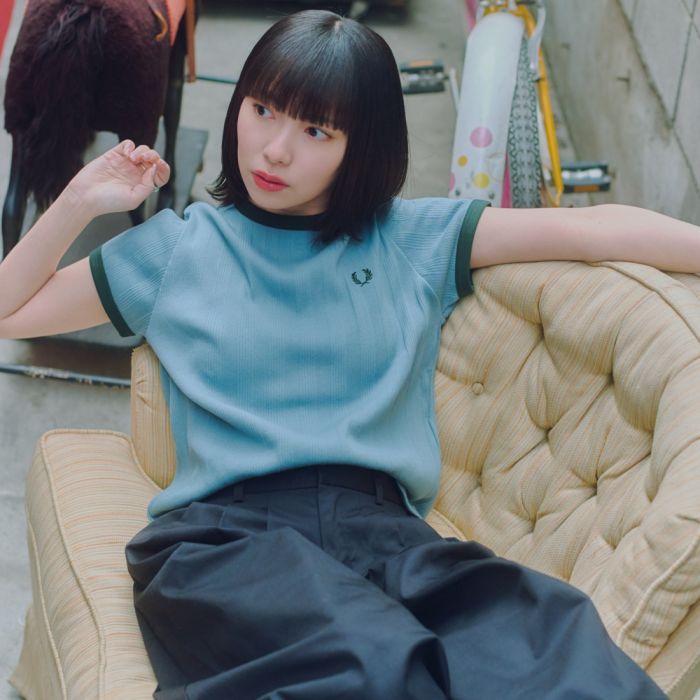 【送料無料】 FRED PERRY フレッドペリー 別注 ランダムリブ ワンポイントロゴ刺繍リンガーTシャツ FPW-26S-032JF レディース トップス 半袖 2026SS XS/S 全5色