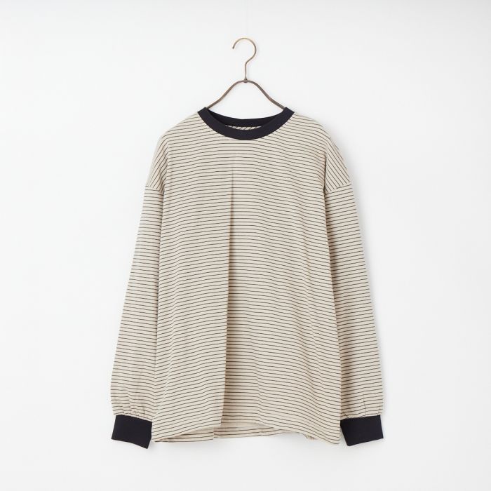 【送料無料】 SLICK スリック マイクロボーダードローストリングTシャツ 5131007 レディース トップス 長袖 2026SS M/L ベージュ/ブラック