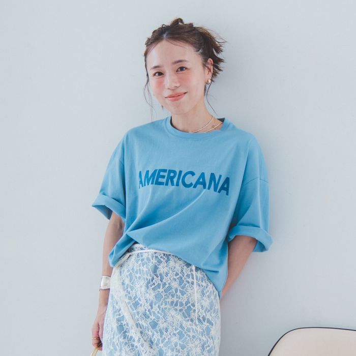 【店内全品貨物輸送無料】 Americana × JEANS FACTORY アメリカーナ × ジーンズファクトリー 別注 AMERICANA 遊撃手丈刷り上げるティーシャツ ASO-M-851-2-JF レディース トップス 半袖 2026SS F 全3色