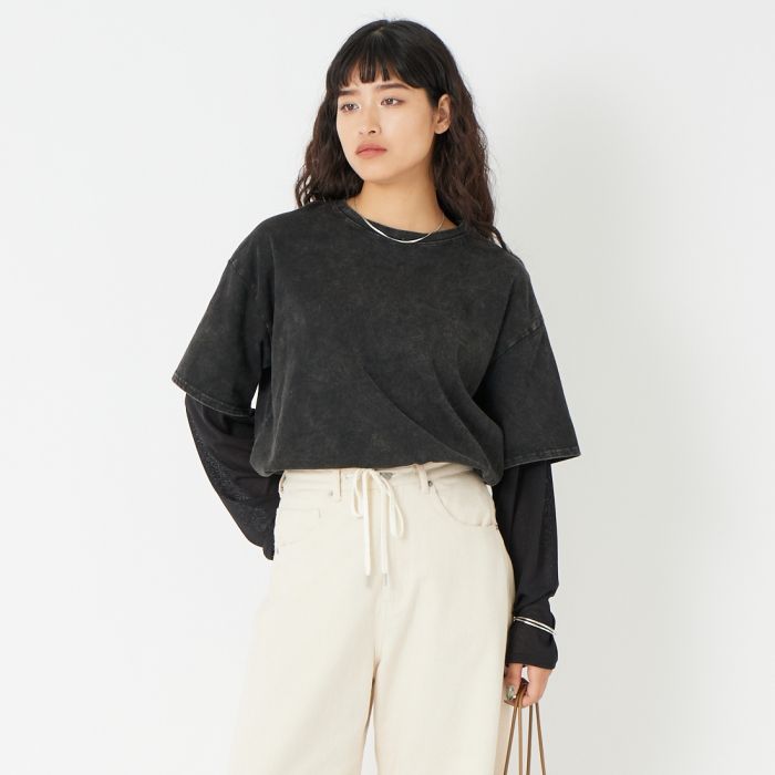 【送料無料】 Noir Fabrik ヌワールファブリック フェイクレイヤードTシャツ 2621-229IN レディース トップス 長袖 2026SS F 全4色