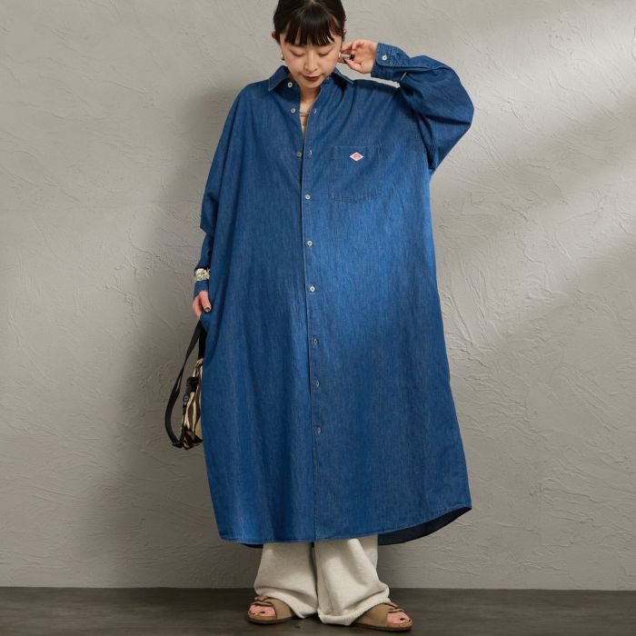 【送料無料】 DANTON ダントン デニムダンガリー レギュラーカラーシャツワンピース DT-G0115DUG レディース 2026SS S ブルー/ネイビー|JEANS FACTORY Online Shop
