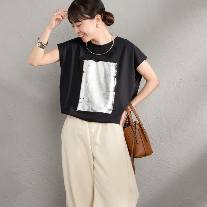 【送料無料】 Maison de L'allure メゾン ドゥ ラリュール ボックス箔プリントTシャツ M26312014 レディース トップス 2026SS F 全4色