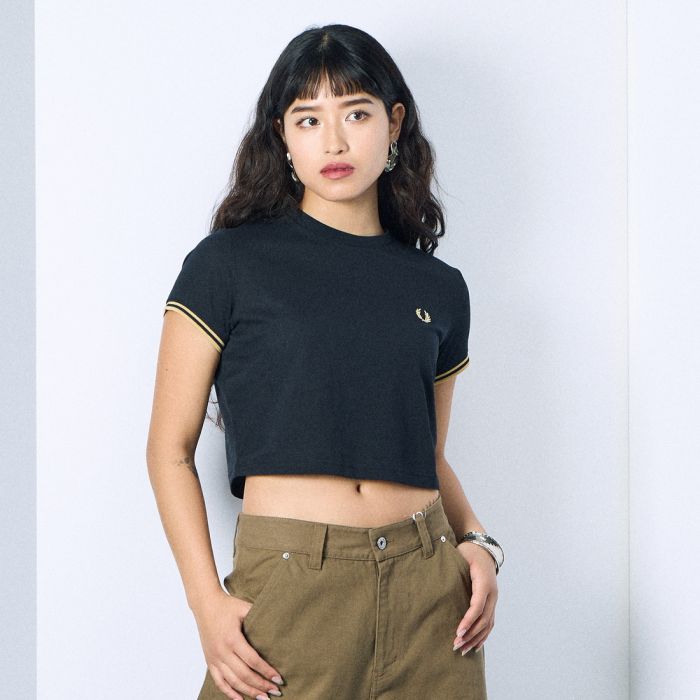 【貨物輸送無料】 FRED PERRY フレッドペリー ティップドピケプルオーバー G2171 レディース トップス 半袖 2026SS S 黒いこと