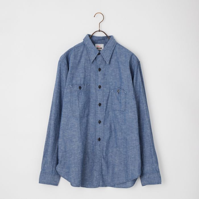 【貨物輸送無料】 BIG YANK ビッグヤンク Y1942 シャンブレーシャツ 602-261-01 メンズ トップス 長袖 2026SS S-L 青色 カジュアルシャツ-トップス