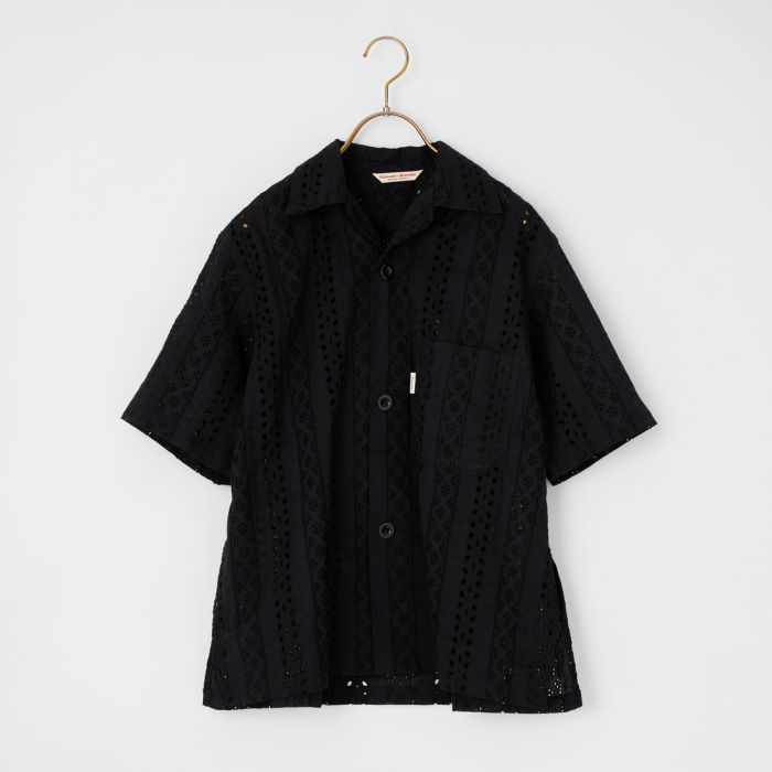 【送料無料】 Vincent et Mireille ヴァンソン エ ミレイユ カットワークレースオープンカラーシャツ VM261HB11032 レディース トップス 半袖 2026SS F ブラック/ホワイト