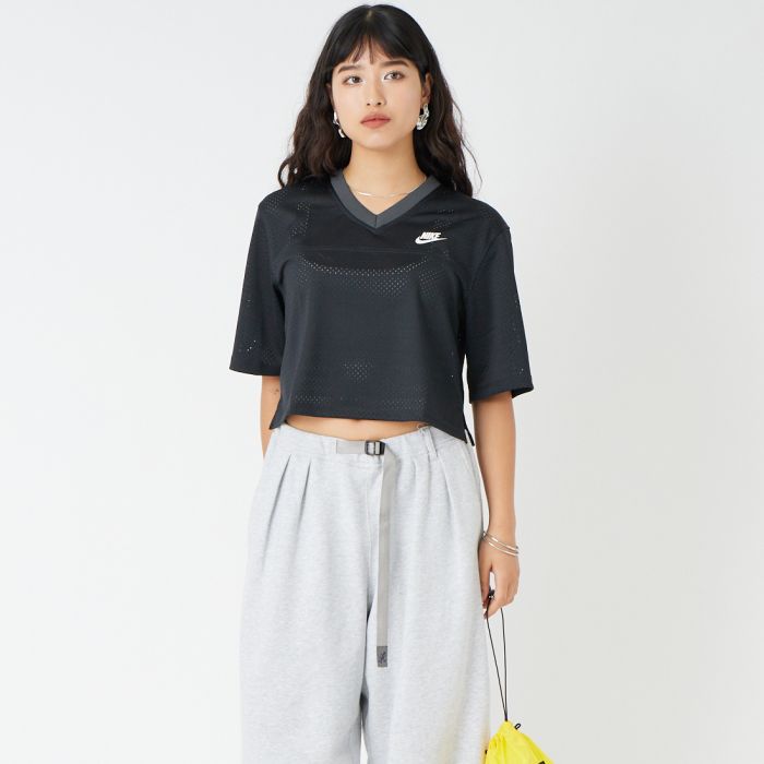 【店内全品貨物輸送無料】 NIKE ナイキ オーバーサイズド ヘリテージ クロップド メッシュ プルオーバー IR1651 レディース トップス プルオーバー 半袖 2026SS S 黒いこと