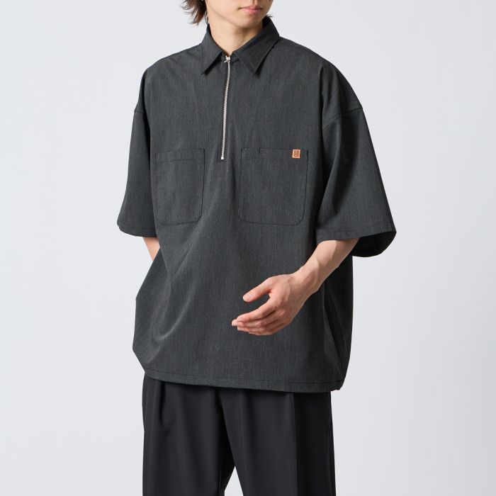 【貨物輸送無料】 UNIVERSAL OVERALL ユニバーサル厚地の外套櫂 別注 ハーフジップシャツ U2611120IN-JF メンズ トップス 半袖 2026SS M/L 全3色