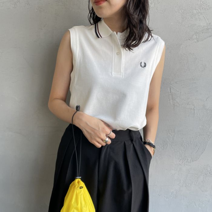 【送料無料】 FRED PERRY フレッドペリー スリーブレスポロシャツ G7200 レディース トップス 2026SS S ホワイト/ブラック|JEANS FACTORY Online Shop