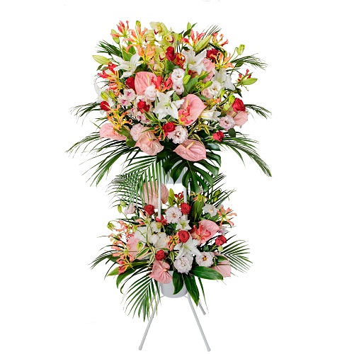 【おまかせ御祭り用2段照明ランプ生け花 Queen～統治女王 】開店祝・営造祝・移し替える祝・告げ知らせる会・音楽会祝・生まれ落ちる日・見せびらかす祝・勝ちえる祝など