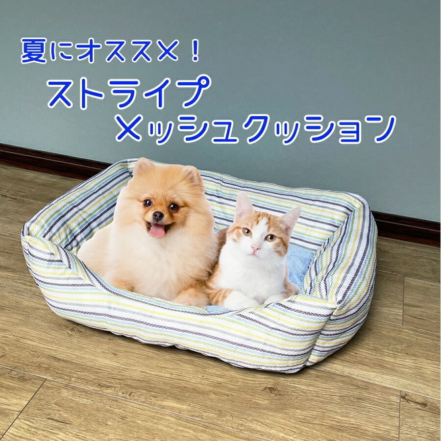 ペットクッション 特大 大 ベッド 送料無料 細ボーダー 全犬種 47×69 ペット用 猫 寝具 春 夏 秋 冬 オールシーズン メッシュベッド  94％以上節約