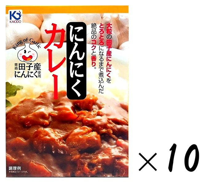 （10箱セット） 味の海翁堂 にんにくカレー 青森田子産にんにく使用 180g（箱入、1人前）×10箱 （まとめ買い・詰め合わせ） レトルト ベジタブルカレー 野菜カレー ニンニク 大蒜 東北 青森ご当地カレー