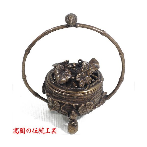 \u003cBR\u003e香炉 花籠 大森孝志作 蝋型青銅製 山吹色 桐箱入 丘陵銅器 今めかしい 愛くるしげ 室内装飾 仏具 今めかしい 蓋付き添い人 茶道具 お香 日本製 貨物輸送無料