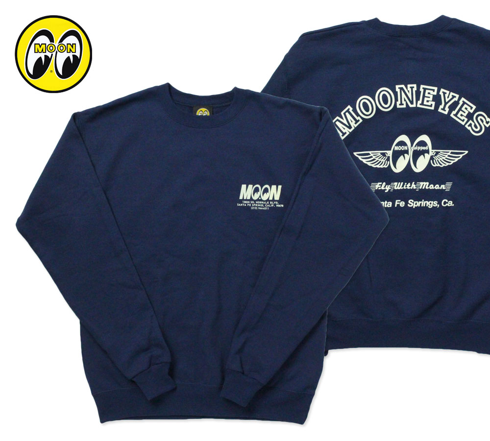 ムーンアイズ スウェットシャツ メンズ トレーナー おしゃれ かっこいい アメカジ 冬 秋 起毛 アメリカン MOONEYES Fly with MOON＿AP-SM006NY-MON