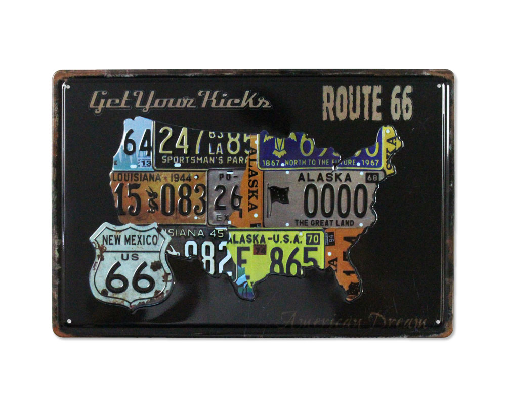 看板 サインプレート サインボード インテリア 雑貨 壁 飾り アメリカン おしゃれ レトロ かっこいい ガレージ アメリカン雑貨 ルート66 Route66 アンティークメタルプレート サイズs 66 Get Your Kicks Sp Z164 Fee 満点の