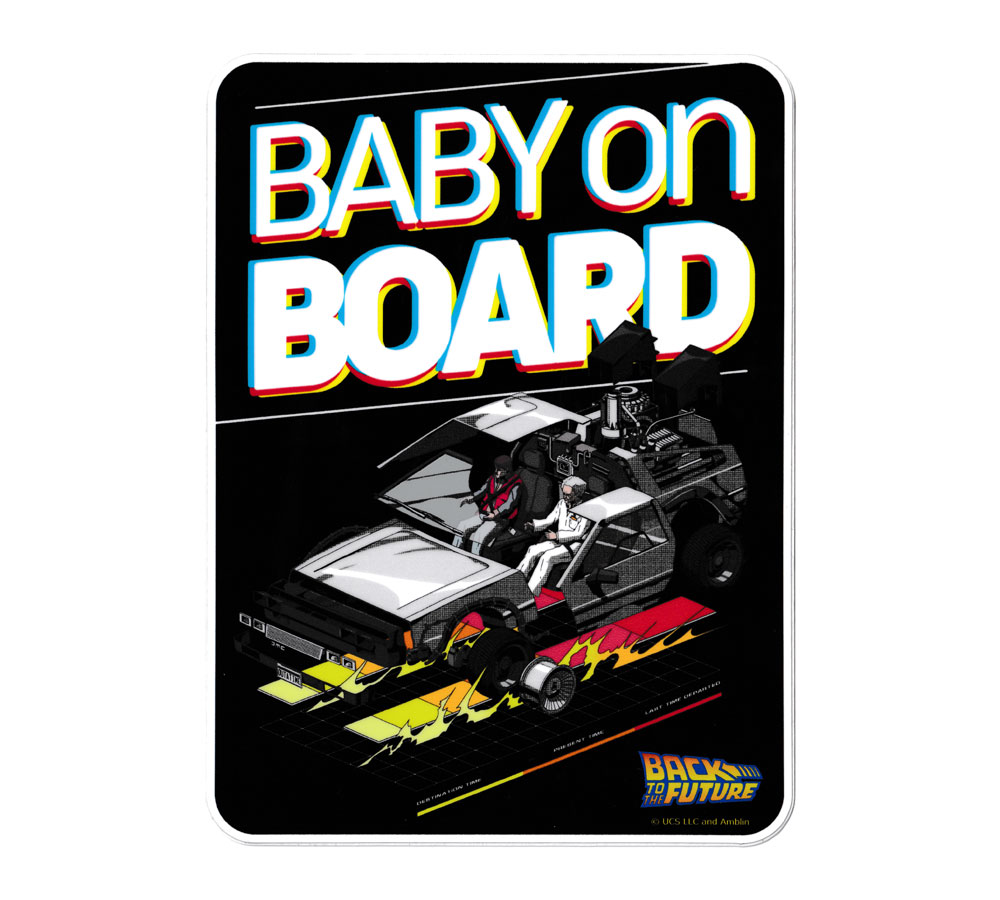 バックトゥザフューチャー Back to the Future 赤ちゃんが乗ってます ステッカー アメリカン かっこいい おしゃれ 車 車用ステッカー BABY ON BOARD 【メール便OK】＿SC-BTF013-GEN画像