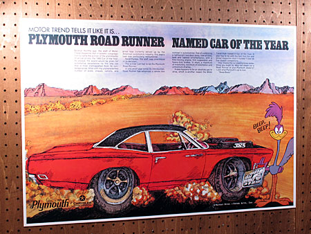 希少！　1969年　ロードランナー　プリムス　ポスター　ガレージ　アメトイ Yahoo!オークション - ポスター「1969 プリムス・ロードランナー