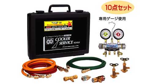 デンゲン CP-2VS-FKH　R-134a　POE 専用 ガスチャージ工具セット 2バルブ 10点セット 　デンゲン株式会社 DENGEN CP2VSFKH