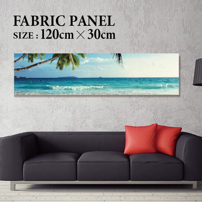 ファブリックパネル 120ｘ30cm 飾るだけでお洒落に！ アートパネル ヤシ 部屋 インテリア アート パネル ボード 雑貨 フレーム 人気 壁掛け サーフ DIY インテリア オシャレ ソファー ウォール 北欧 壁紙 空 サーフィン 雲 青空 綺麗 青 水色 海 うみ