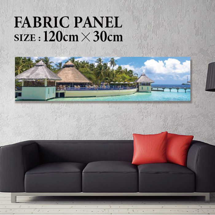 ファブリックパネル 120ｘ30cm 飾るだけでお洒落に！ アートパネル ヤシ 部屋 インテリア アート パネル ボード 雑貨 フレーム 人気 壁掛け サーフ DIY インテリア オシャレ ソファー ウォール 北欧 壁紙 空 サーフィン 雲 青空 綺麗 青 水色 海 うみ